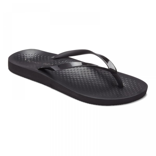 Vionic Sandals Ireland - Beach Noosa Toe Post Sandal Black - Womens Shoes Clearance | VBOPZ-9408
